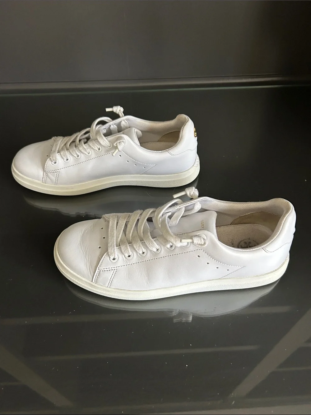 Tory Burch White Leather Low-Top Lace-Up Sneakers